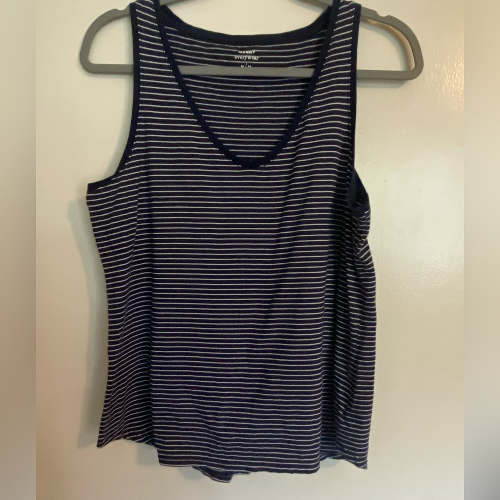 Old Navy white and navy striped tank